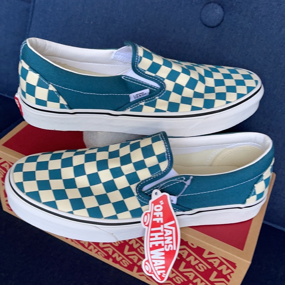 Vans Classic Slip-On Checkerboard Blue Coral/True White WMNS - Picture 11 of 16